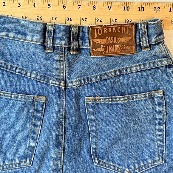 Vintage 90s Jordache High Waist Blue Denim Button Front Jean Skirt 7/8 - Picture 8 of 10
